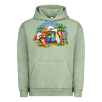 Pigment Oil Green camp life beach Urban Hoodie - BarkalooDesign