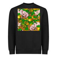 Black St. Patrick's Day Pig And Candy Pot Of Gold Heavyweight Sweatshirt - FaDigitalArtStudio
