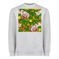 Heather Grey St. Patrick's Day Pig And Candy Pot Of Gold Heavyweight Sweatshirt - FaDigitalArtStudio
