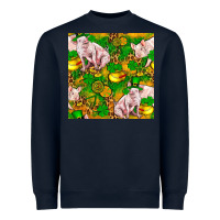 Navy St. Patrick's Day Pig And Candy Pot Of Gold Heavyweight Sweatshirt - FaDigitalArtStudio