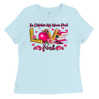 Baby Blue in october we wear pink teacher Ladies Tee - LillyAllenDesigns