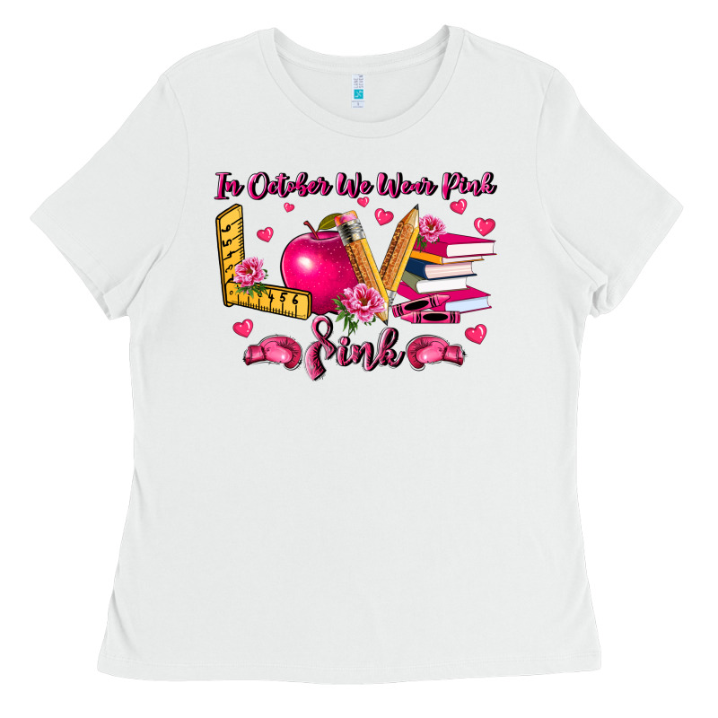 In October We Wear Pink Teacher Ladies Tee by LillyAllenDesigns | Teevron