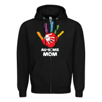 Black LIL Autism Mom Zipper Hoodie - CowhideDigitalArt