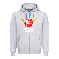 Heather Grey LIL Autism Mom Zipper Hoodie - CowhideDigitalArt