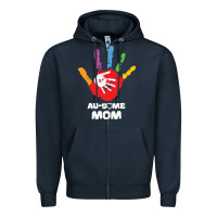 Navy LIL Autism Mom Zipper Hoodie - CowhideDigitalArt