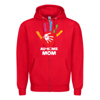 Red LIL Autism Mom Zipper Hoodie - CowhideDigitalArt