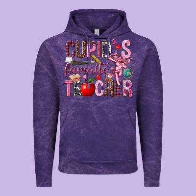 Cupid's Favorite Teacher Valentine's Day Vintage Hoodie Designed By Howdyjamesfarm