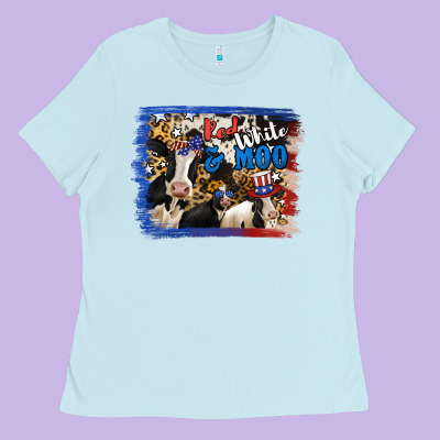 Red White Moo Heifers Ladies Tee Designed By Ranaportraitstore