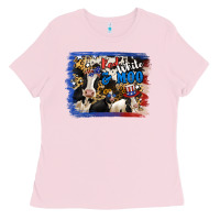 Bubblegum Pink Red White Moo Heifers Ladies Tee - RanaPortraitStore
