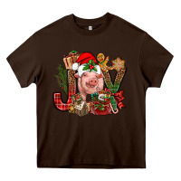 Chocolate Brown joy christmas with pig bbs Heavy Core Tee - BundleAndBundleShop