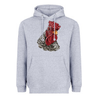 Heather Grey dominique rooster head Heavyweight Hoodie - LillyAllenDesigns