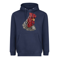 Navy dominique rooster head Heavyweight Hoodie - LillyAllenDesigns