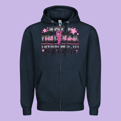 Just A Mama Out Here Trying Not To Raise Assholes Zipper Hoodie Designed By Cowhidedigitalart