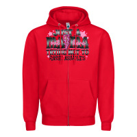Red Just a Mama Out Here Trying Not To Raise Assholes Zipper Hoodie - CowhideDigitalArt
