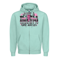Seafoam Just a Mama Out Here Trying Not To Raise Assholes Zipper Hoodie - CowhideDigitalArt