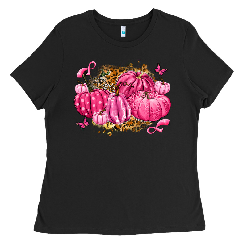 Breast Cancer Awareness Pink Pumpkins Ladies Tee by LillyAllenDesigns | Teevron