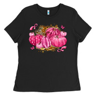 Black breast cancer awareness pink pumpkins Ladies Tee - LillyAllenDesigns