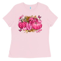 Bubblegum Pink breast cancer awareness pink pumpkins Ladies Tee - LillyAllenDesigns