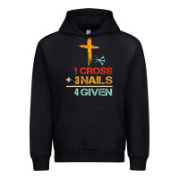 Black Vintage 1 Cross 3 Nails Forgiven Christian Easter Gift Urban Hoodie - lanVoArt