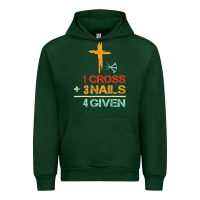 Forest Green Vintage 1 Cross 3 Nails Forgiven Christian Easter Gift Urban Hoodie - lanVoArt