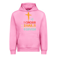 Fuchsia Pink Vintage 1 Cross 3 Nails Forgiven Christian Easter Gift Urban Hoodie - lanVoArt