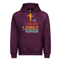 Mauve Wine Vintage 1 Cross 3 Nails Forgiven Christian Easter Gift Urban Hoodie - lanVoArt