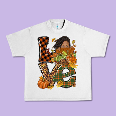 Love Fall With Afro Woman Urban Heavy Tee Designed By Nancycooperartshop