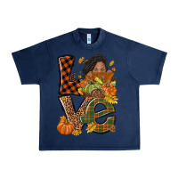 Navy Love Fall with afro woman Urban Heavy Tee - NancyCooperArtShop