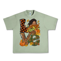 Oil Green Love Fall with afro woman Urban Heavy Tee - NancyCooperArtShop