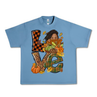 Pebble Blue Love Fall with afro woman Urban Heavy Tee - NancyCooperArtShop