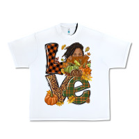 White Love Fall with afro woman Urban Heavy Tee - NancyCooperArtShop