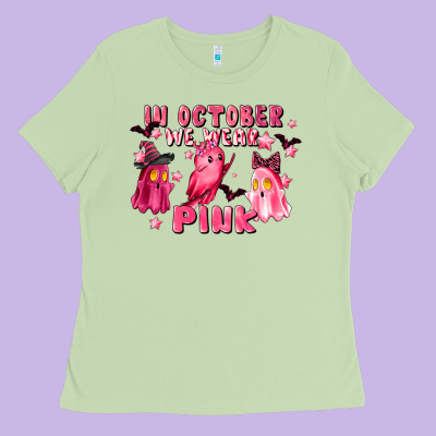 In October We Wear Pink Ladies Tee Designed By Lillyallendesigns
