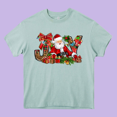 Joy Christmas With Santa Bbs Heavy Core Tee Designed By Bundleandbundleshop