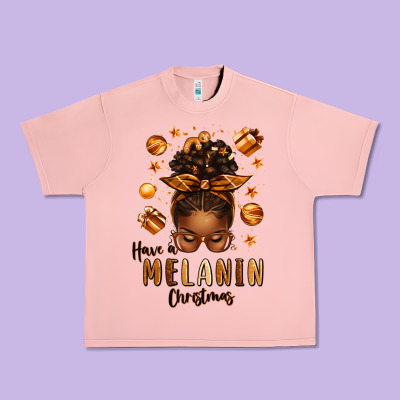 Have A Melanin Christmas Afro Messy Bun Urban Heavy Tee Designed By Texasbilliewilder