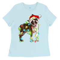 Baby Blue christmas chocolate boston terrier Ladies Tee - LillyAllenDesigns