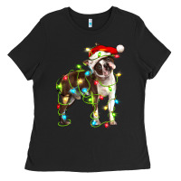 Black christmas chocolate boston terrier Ladies Tee - LillyAllenDesigns