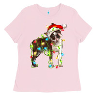 Bubblegum Pink christmas chocolate boston terrier Ladies Tee - LillyAllenDesigns