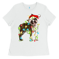 White christmas chocolate boston terrier Ladies Tee - LillyAllenDesigns