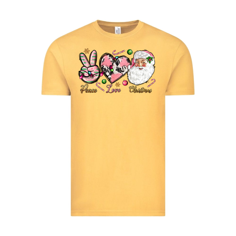 Peace Love Pink Christmas Vintage Tee by NancyCooperArtShop | Teevron