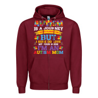 Burgundy lil autism mom Zipper Hoodie - CowhideDigitalArt