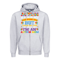 Heather Grey lil autism mom Zipper Hoodie - CowhideDigitalArt