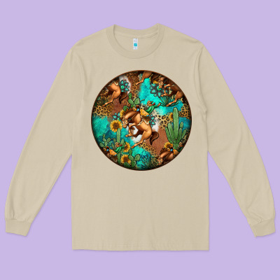 Western Pattern Circle Long Sleeve Tee Designed By Jasminsmagicworld