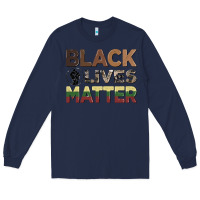 Navy black lives matter juneteenth Long Sleeve Tee - CowGirlArtShop