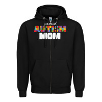 Black LIL Autism Mom Zipper Hoodie - CowhideDigitalArt