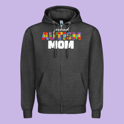 Lil Autism Mom Zipper Hoodie Designed By Cowhidedigitalart