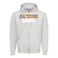Dove Grey LIL Autism Mom Zipper Hoodie - CowhideDigitalArt