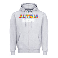 Heather Grey LIL Autism Mom Zipper Hoodie - CowhideDigitalArt