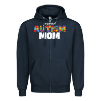 Navy LIL Autism Mom Zipper Hoodie - CowhideDigitalArt