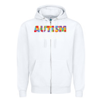 White LIL Autism Mom Zipper Hoodie - CowhideDigitalArt