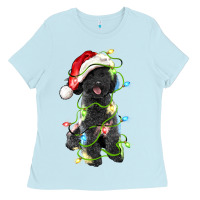 Baby Blue christmas black poodles dog Ladies Tee - LillyAllenDesigns